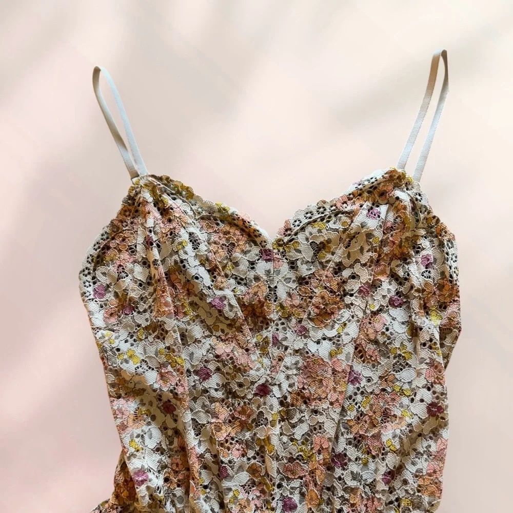 Victoria Secret Crochet Floral Lace Coverup Romper Size XS